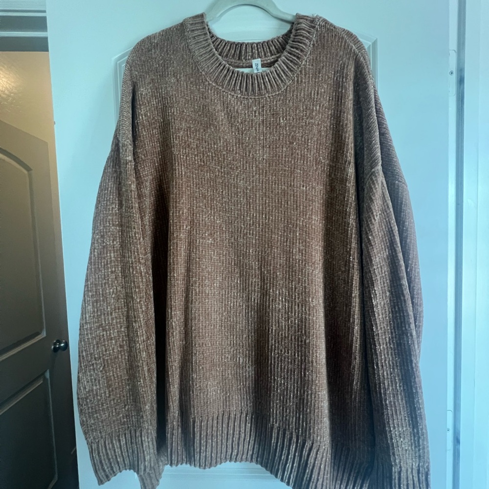 Zenana Outfitters Brown Crewneck Sweater